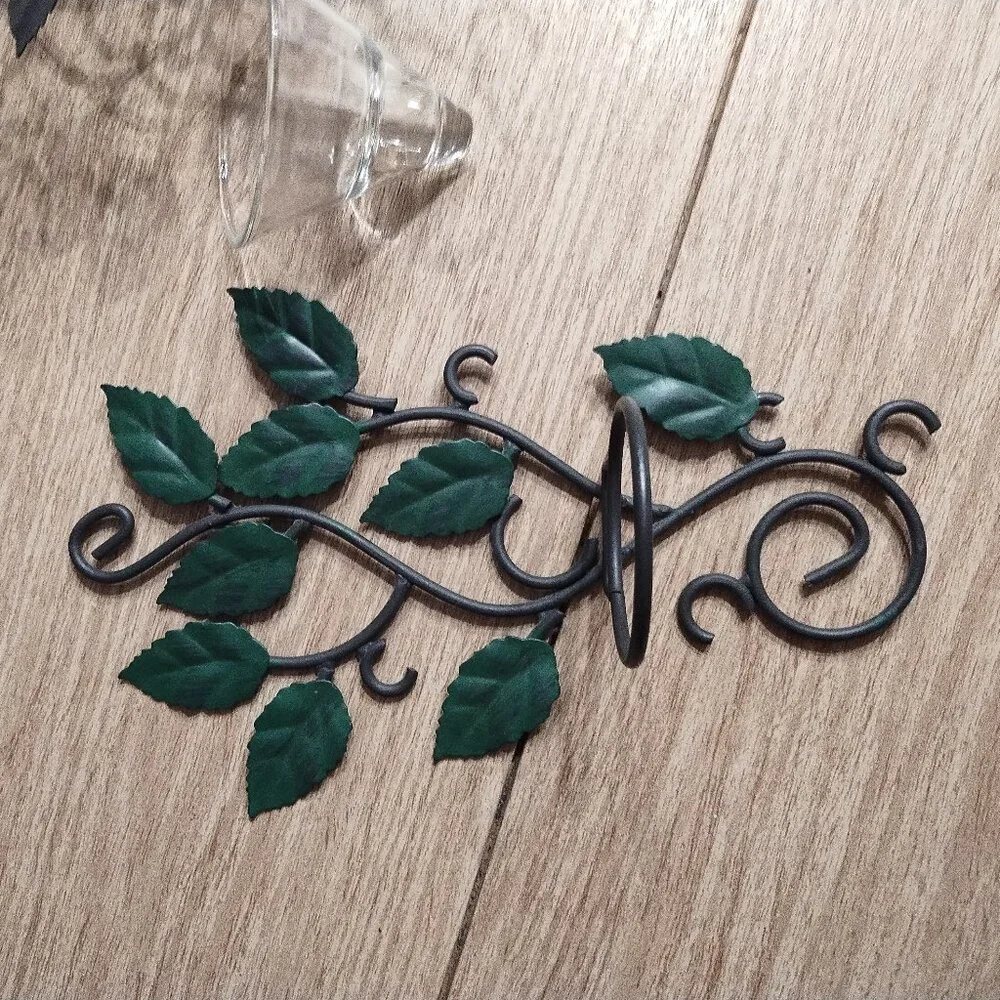 Metal and Glass Leaf Candle Sconces
